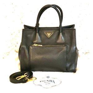 Prada Brown Pebble Leather Bag with Cargo Pockets